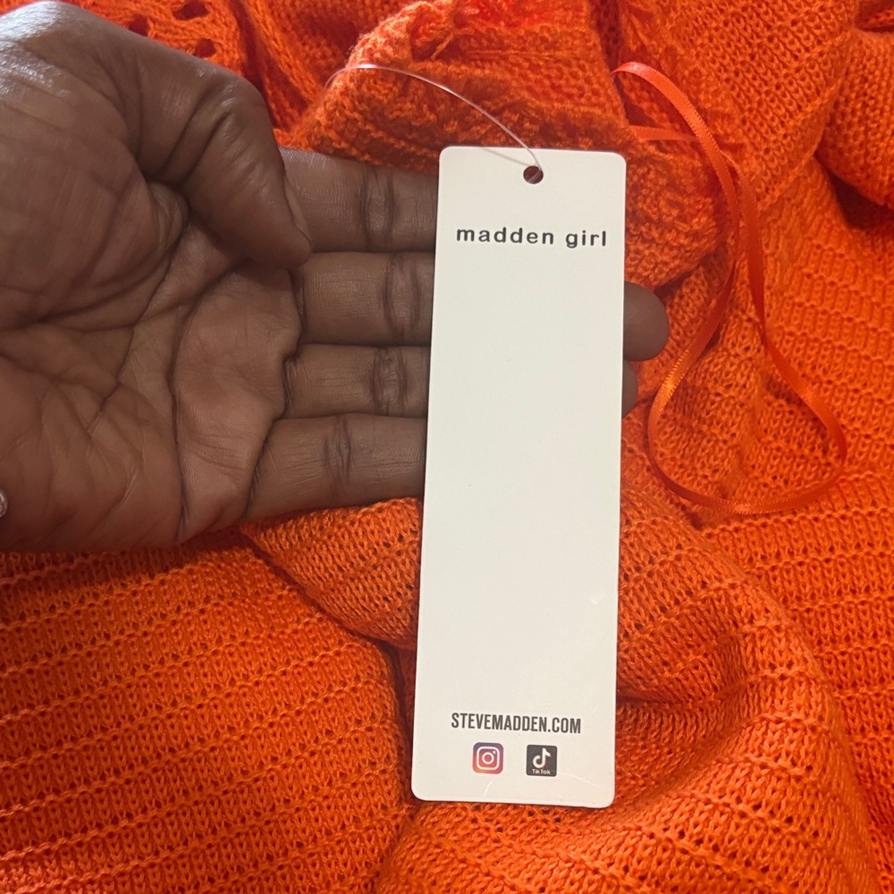 Madden Girl Vibrant Orange Knit Top